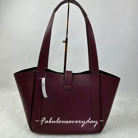 COACH Hadley Turnlock Tote Bag In Leather/Gold/Dark Wine CAL17 NWT - Picture 3 of 11